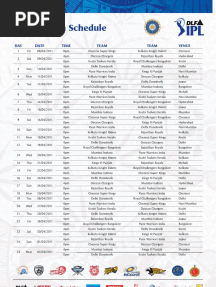 IPL 2011 Schedule