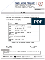 Circular - BE 8th Sem - MSE and SEE Dates