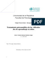 Tratamiento Psicoanalítico de Las Dificultades de Aprendizaje en Niños - Ornella Vanessa Satriano Zagía