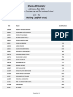 Khulna University: Waiting List (Roll-Wise)