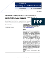 Growth Performance of Clarias Gariepinus