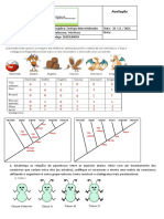 Atividade - Cladistica Exercicios Filogenia