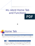 MS Word Home Tab and Functions