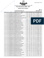 Final Test Series For NEET - 2021: Result of Test-13 (Code-A)