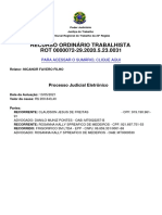 Recurso Ordinário Trabalhista ROT 0000072-29.2020.5.23.0031: Processo Judicial Eletrônico