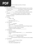 Weather and Water Cycle Notes - 6th Grade