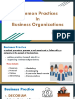 Common Practices in Business Organizations