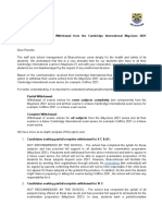 16 April 2021 Subject: Partial/Complete Withdrawal From The Cambridge International May/June 2021 Examinations