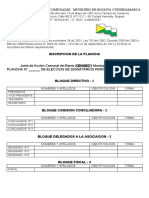 Nuevo Modelo de Plancha Juntas de Accion Comunal para Inscripcion de La Plancha