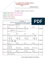 Galaxy Academy Full Portion Test-6 XII-Mathematics (Code-041) Term - 1