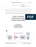 Lab-2 (Tutorial) Simulation of Lna (Cadence Spectrerf) : Prepared by Rashad.M.Ramzan Rashad@Isy - Liu.Se