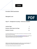 November 2006 Examinations: Paper P1 - Management Accounting - Performance Evaluation