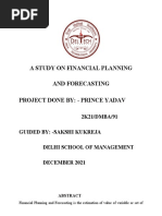 A Study On Financial Planning and Forecasting Project Done By: - Prince Yadav