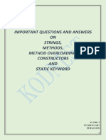 Important Questions and Answers ON Strings, Methods, Method Overloading, Constructors AND Static Keyword