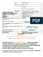 Direccion Fiscal para La Factura Completa Por Favor Nombre Sector Barrio O Urb: N de Casa, Apto O Oficina Ciudad: Municipio: Estado