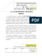 PLT-SST-001 Política de Seguridad y Salud en El Trabajo