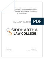 A Study On The Effect of Consent Induced by Coercion and Undue Influence On The Validity of The Contract