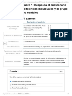 Examen - (AAB02) Cuestionario 1 - Responda El Cuestionario EVA 1 Sobre Las Diferencias Individuales y de Grupo en Las Habilidades Mentales Entrevista