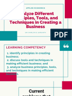 Analyze Different Principles, Tools, and Techniques in Creating A Business-Applied Economics Q2 Lesson 2