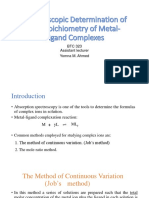 Spectroscopic Determination of The Stoichiometry of Metal-Ligand Complexes