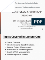 Risk Management: PRMG-095 Dr. Mohamed Abd El Ghany