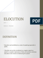 Elocution: Unit - I Module - Speaking