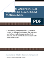 Physical and Personal Aspects of Classroom Management