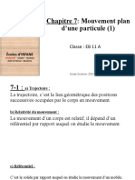 Chapitre 7: Mouvement Plan D'une Particule (1) : Classe: EB 11 A