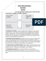 Name: Mona Ali Osman ID: 82434 Bus 402 Q1: Diagram The Four-Step Problem-Solving Process and Describe Each Step As It Applies To Public Relations