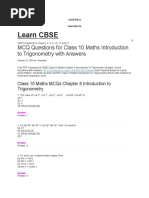 Learn CBSE: MCQ Questions For Class 10 Maths Introduction To Trigonometry With Answers