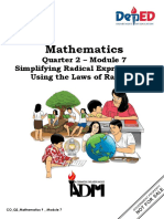 Mathematics: Quarter 2 - Module 7 Simplifying Radical Expressions Using The Laws of Radicals