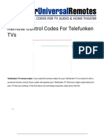 Remote Control Codes For Telefunken TVs - Codes For Universal Remotes