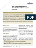 A Rare Case Report: Subcapsular Hepatic Hematoma As A Complication of Preeclampsia