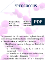 Streptococcus: Mrs. Jincy Ealias M.Sc. (N) Asst. Professor Mr. Binu Babu MBA, M.Sc. (N) Asst. Professor