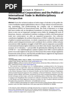 Multinational Corporations and The Politics of International Trade in Multidisciplinary Perspective