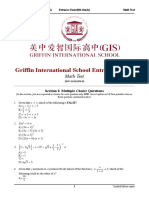 GIS Entrance Exam-Math Test (9th Grade) - English