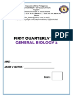 First Quarterly Test: General Biology 2