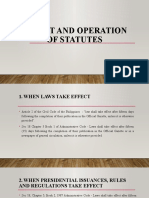 Effect and Operation of Statutes: By: Jon Konrad Arias