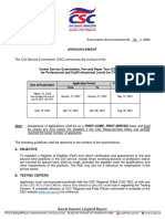 Civil Service Exam Schedule 2022