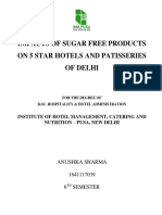 Impacts of Sugar Free Products On 5 Star Hotels and Patisseries of Delhi