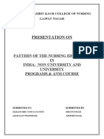 Presentation On: Pattern of The Nursing Education IN India: Non-University and University Programs & Anm Course