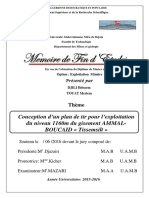 Conception D'un Plan de Tir Pour L'exploitation Du Niveau 1160m Du Gisement AMMAL - BOUCAID Tissemsilt .