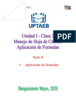 Unidad I - Clase 2 - Manejo de Hoja de Calculo Aplicacion de Formulas