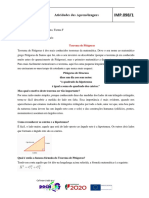 Ficha de Apoio Teorema de Pitágoras