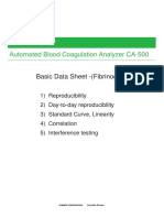 Automated Blood Coagulation Analyzer CA-500: Basic Data Sheet - (Fibrinogen)