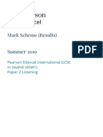 Mark Scheme (Results) Summer 2019: Pearson Edexcel International GCSE in Swahili (4SW1) Paper 2 Listening