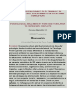 Bienestar Psicológico en El Trabajo y Su Vinculación Con El Afrontamiento en Situaciones Conflictivas