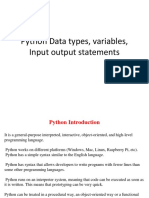 Lecture 22 - Python Datatypes, Variables, Input Output Statements