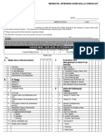 Neonatal Intensive Care Checklist