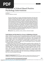 A Review of School Based Positive Psychology Interventions